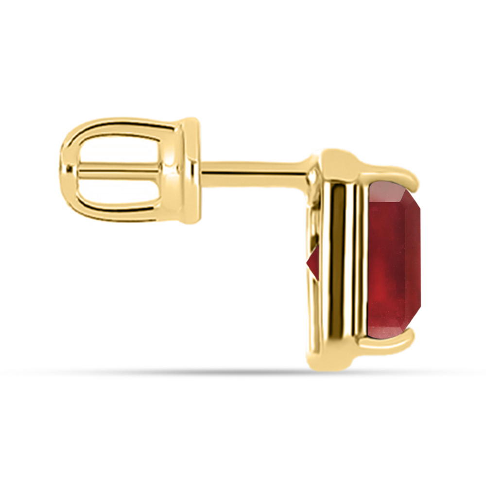 BUY GLASS FILLED RUBY GEMSTONE SINGLE STONE EARRING IN14K GOLD 